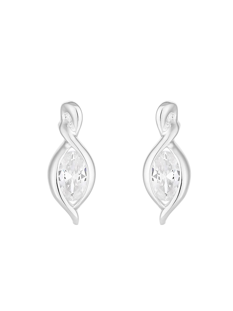 Simply Silver Silver Tone Cubic Zirconia Navette Earrings - Image 1 of 3