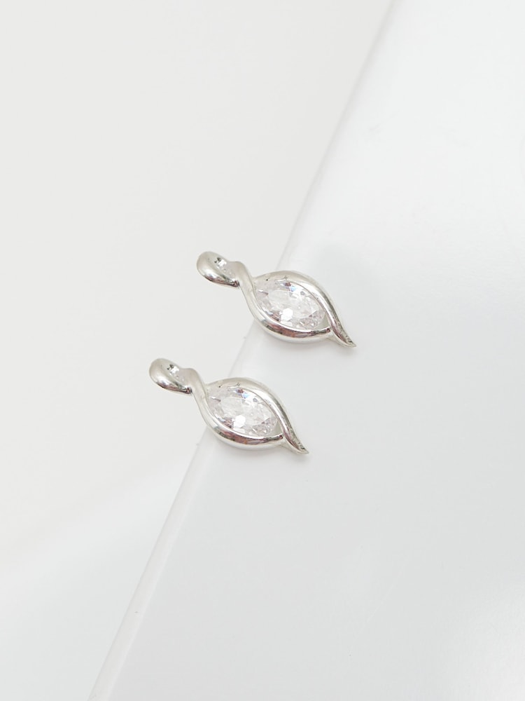 Simply Silver Silver Tone Cubic Zirconia Navette Earrings - Image 2 of 3
