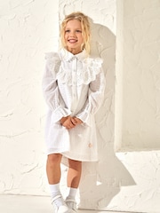Angel & Rocket White Broderie Amelie Shirt Dress - Image 3 of 7