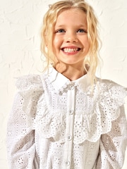 Angel & Rocket White Broderie Amelie Shirt Dress - Image 4 of 7