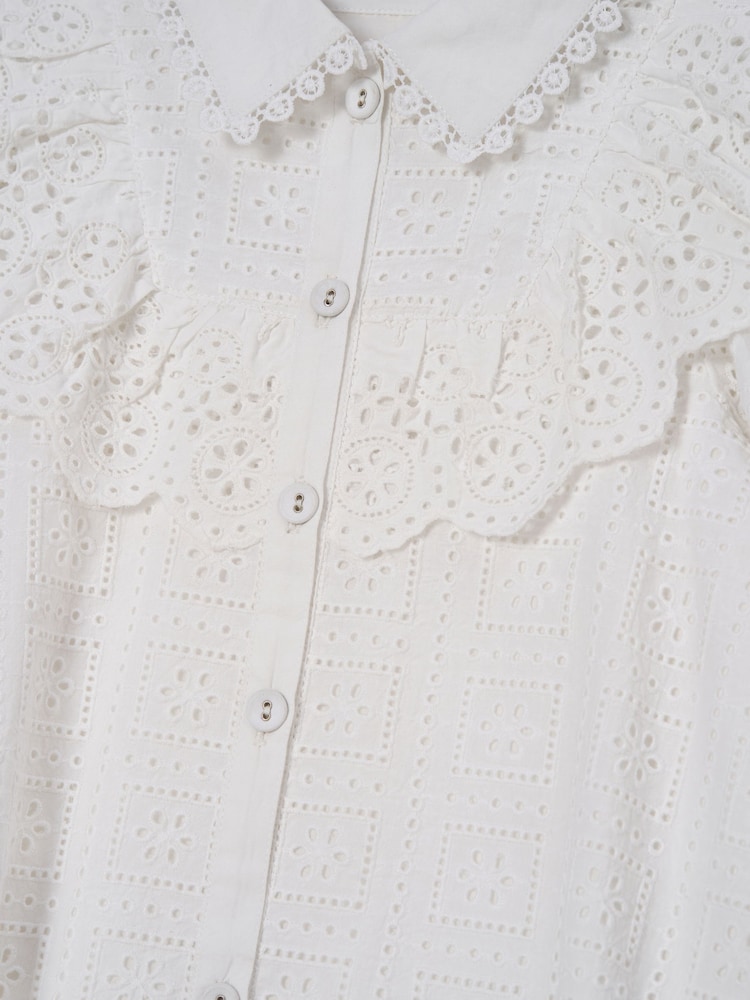 Angel & Rocket White Broderie Amelie Shirt Dress - Image 7 of 7