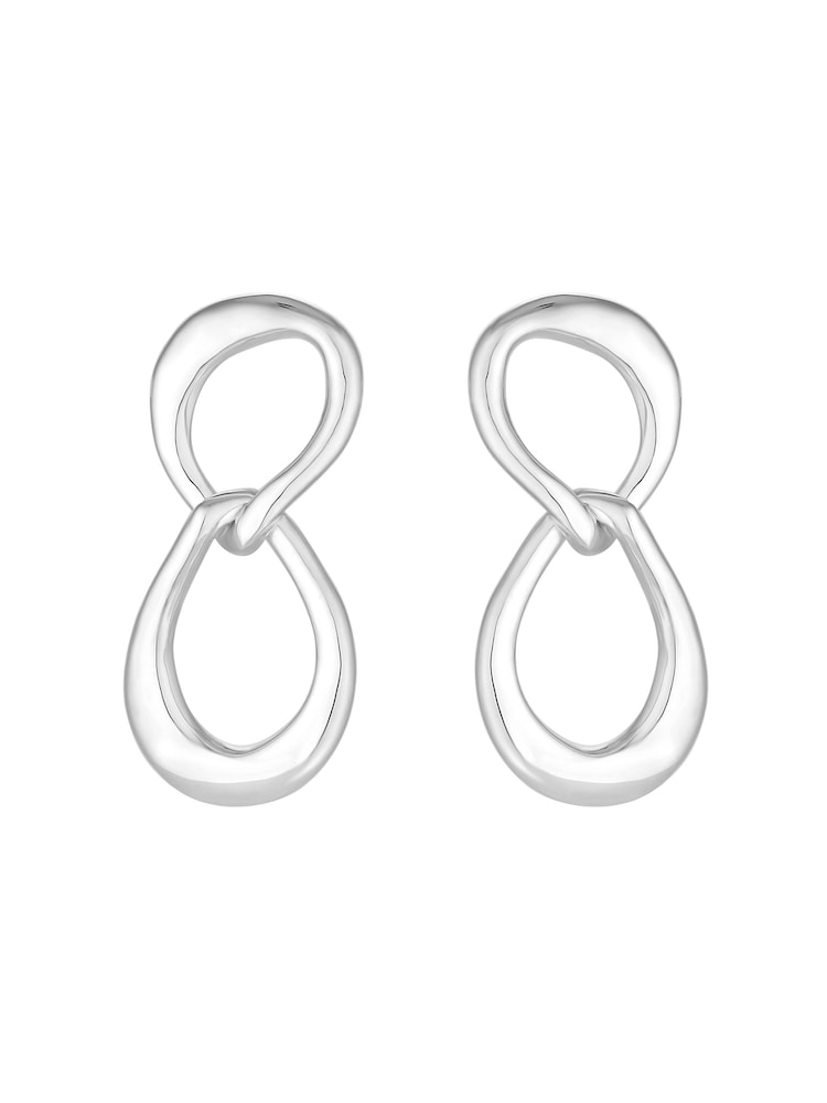 Simply Silver Silver Tone Polished Oval Link Drop Earrings - Image 1 of 3