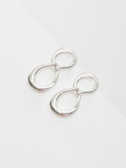 Simply Silver Silver Tone Polished Oval Link Drop Earrings - Image 2 of 3