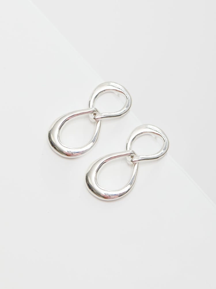 Simply Silver Silver Tone Polished Oval Link Drop Earrings - Image 2 of 3