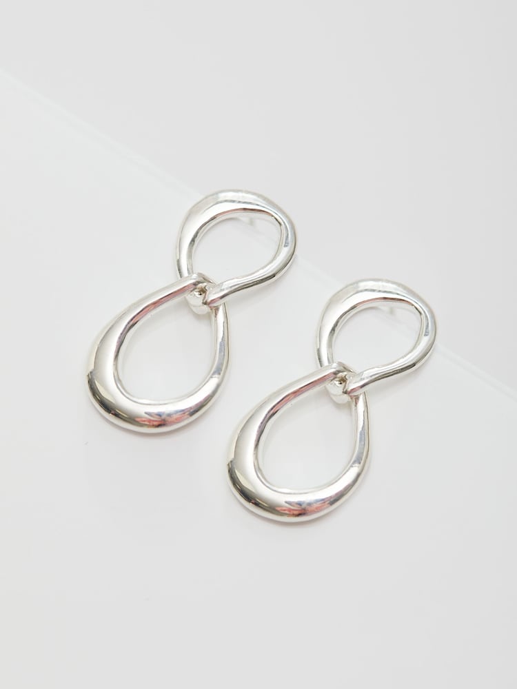 Simply Silver Silver Tone Polished Oval Link Drop Earrings - Image 3 of 3