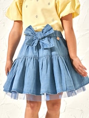 Angel & Rocket Blue 100% Cotton Annie Denim Bow Skirt - Image 2 of 2