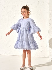Angel & Rocket Blue 100% Cotton Natalia 3D Flower Dress - Image 1 of 7