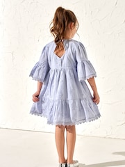 Angel & Rocket Blue 100% Cotton Natalia 3D Flower Dress - Image 2 of 7