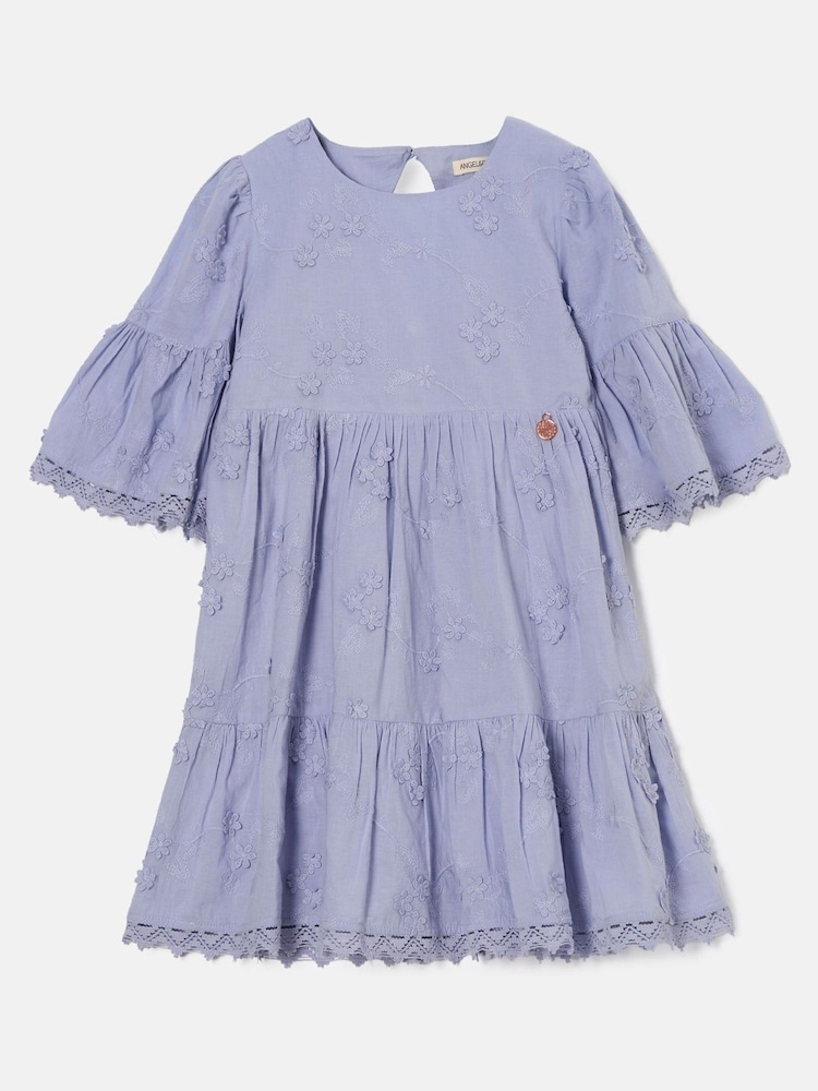 Angel & Rocket Blue 100% Cotton Natalia 3D Flower Dress - Image 5 of 7