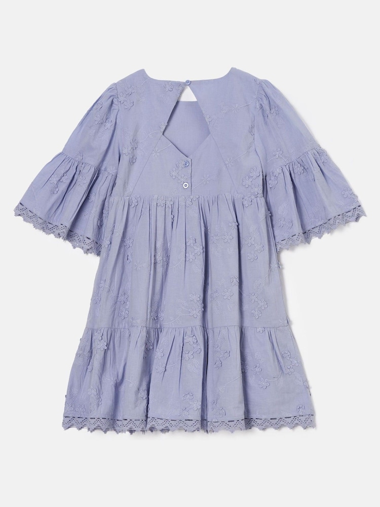 Angel & Rocket Blue 100% Cotton Natalia 3D Flower Dress - Image 6 of 7