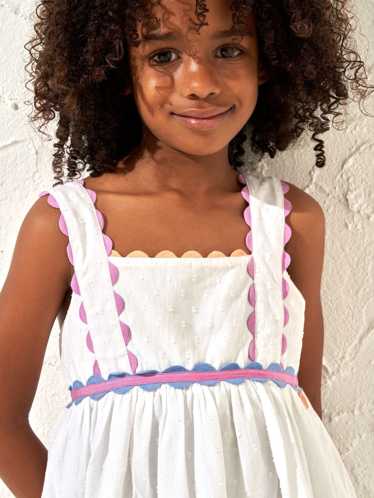 Angel & Rocket White 100% Cotton Print Connie Rik Rak Sundress - Image 2 of 5