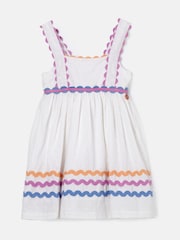 Angel & Rocket White 100% Cotton Print Connie Rik Rak Sundress - Image 3 of 5