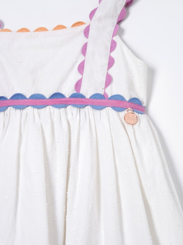 Angel & Rocket White 100% Cotton Print Connie Rik Rak Sundress - Image 5 of 5 Angel & Rocket White 100% Cotton Print Connie Rik Rak Sundress - Image 5 of 5