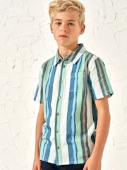 Angel & Rocket Green Kai Painted Stripe 100% Cotton Shirt - Image 1 of 5