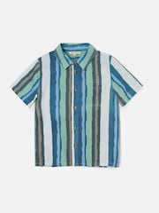 Angel & Rocket Green Kai Painted Stripe 100% Cotton Shirt - Image 3 of 5