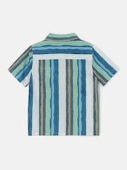 Angel & Rocket Green Kai Painted Stripe 100% Cotton Shirt - Image 4 of 5