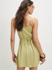 River Island Green Sleeveless Button Front Cami Mini Dress - Image 2 of 4