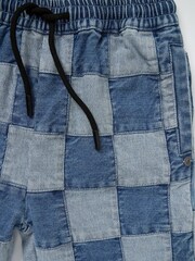 Angel & Rocket Blue 100% Cotton Neil Patchwork Washed Denim Shorts - Image 7 of 7