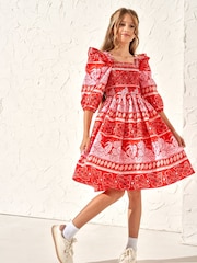 Angel & Rocket Red 100% Cotton  Lola Floral Batik Print Dress - Image 1 of 7