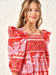 Angel & Rocket Red 100% Cotton  Lola Floral Batik Print Dress - Image 4 of 7