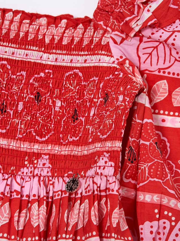 Angel & Rocket Red 100% Cotton  Lola Floral Batik Print Dress - Image 7 of 7