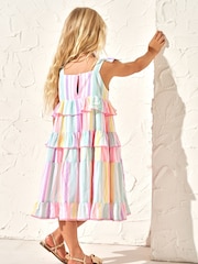 Angel & Rocket Pink 100% Cotton Pinki Nola Multi Bright Stripe Dress - Image 2 of 6
