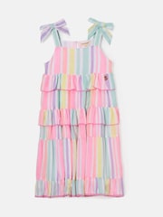 Angel & Rocket Pink 100% Cotton Pinki Nola Multi Bright Stripe Dress - Image 4 of 6
