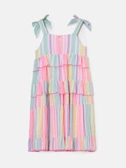 Angel & Rocket Pink 100% Cotton Pinki Nola Multi Bright Stripe Dress - Image 5 of 6