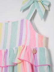 Angel & Rocket Pink 100% Cotton Pinki Nola Multi Bright Stripe Dress - Image 6 of 6