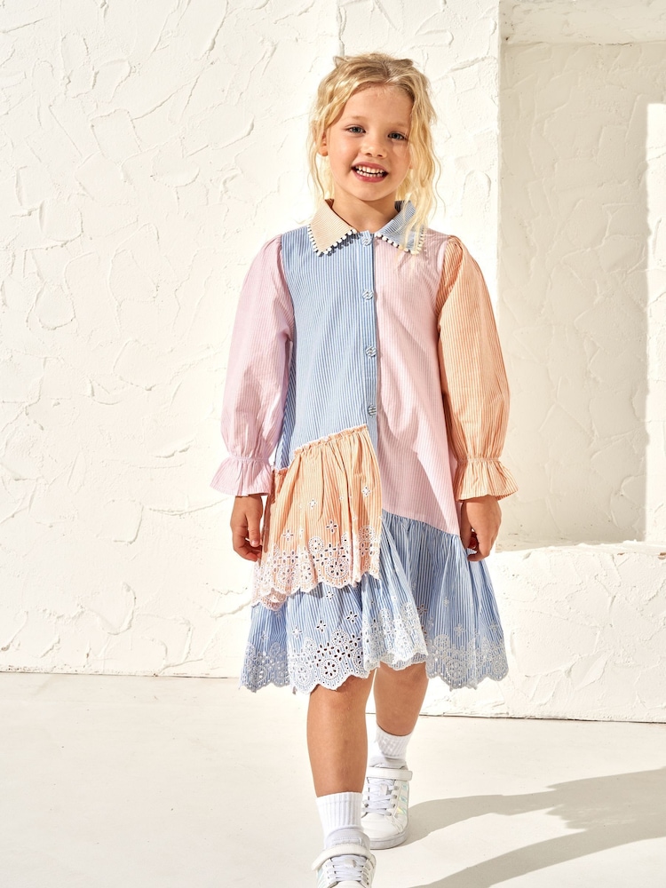 Angel & Rocket Blue 100% Cotton Frankie Stripe Shirt Dress - Image 1 of 7 Angel & Rocket Blue 100% Cotton Frankie Stripe Shirt Dress - Image 1 of 7