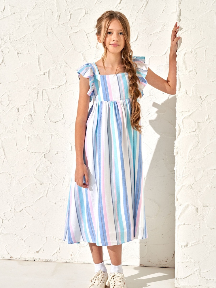 Angel & Rocket Blue Maxine Stripe Maxi Dress - Image 1 of 3 Angel & Rocket Blue Maxine Stripe Maxi Dress - Image 1 of 3
