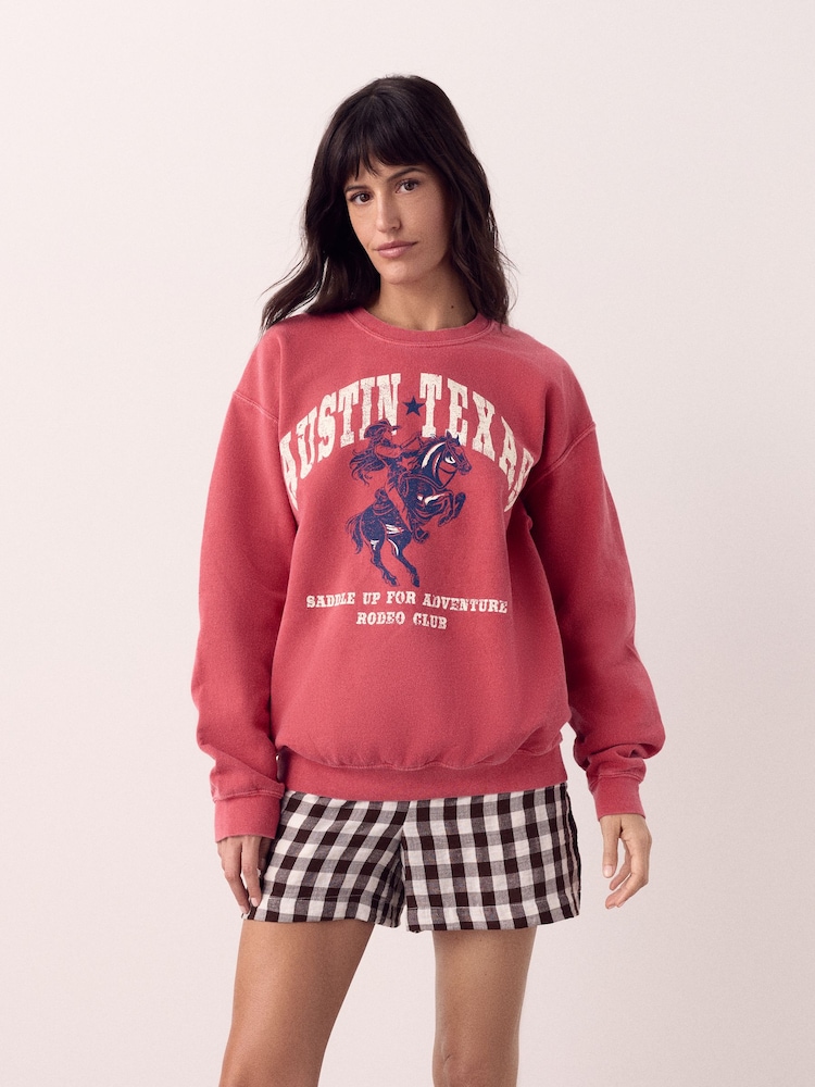Red Western Sweatshirt - Image 1 of 9 Red Western Sweatshirt - Image 1 of 9