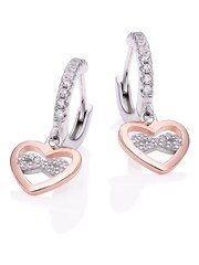 Beaverbrooks Plated Cubic Zirconia Heart Infinity Drop Hoop Earrings - Image 1 of 3