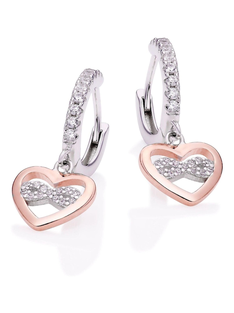Beaverbrooks Plated Cubic Zirconia Heart Infinity Drop Hoop Earrings - Image 1 of 3