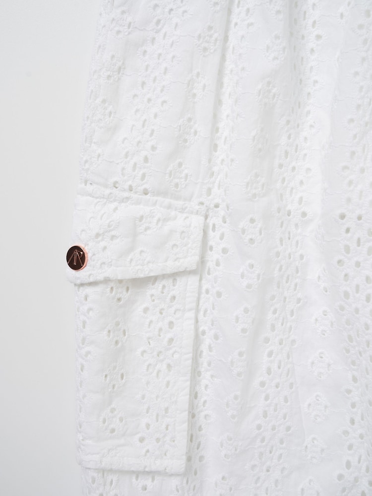 Angel & Rocket White Broderie Cleo Cargo 100% Cotton Trousers - Image 6 of 6 Angel & Rocket White Broderie Cleo Cargo 100% Cotton Trousers - Image 6 of 6