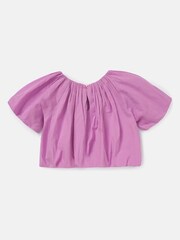 Angel & Rocket Pink Puff Sleeve Michela Woven 100% Cotton Top - Image 3 of 4