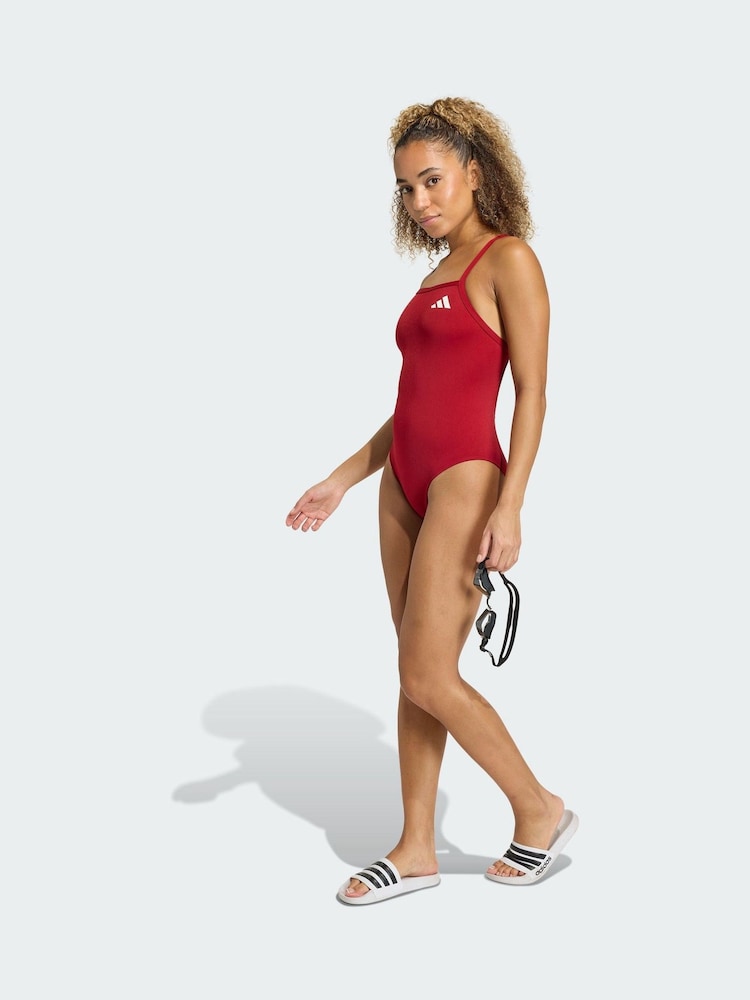 adidas Red Thin Straps V-Back Swimsuit - Image 1 of 5 adidas Red Thin Straps V-Back Swimsuit - Image 1 of 5