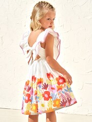 Angel & Rocket White 100% Cotton Border Print Renee Ruffle Dress - Image 2 of 3