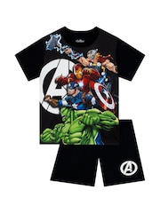 Character Black Marvel Avengers Short Pyjamas - Image 1 of 12