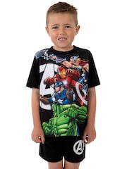 Character Black Marvel Avengers Short Pyjamas - Image 7 of 12