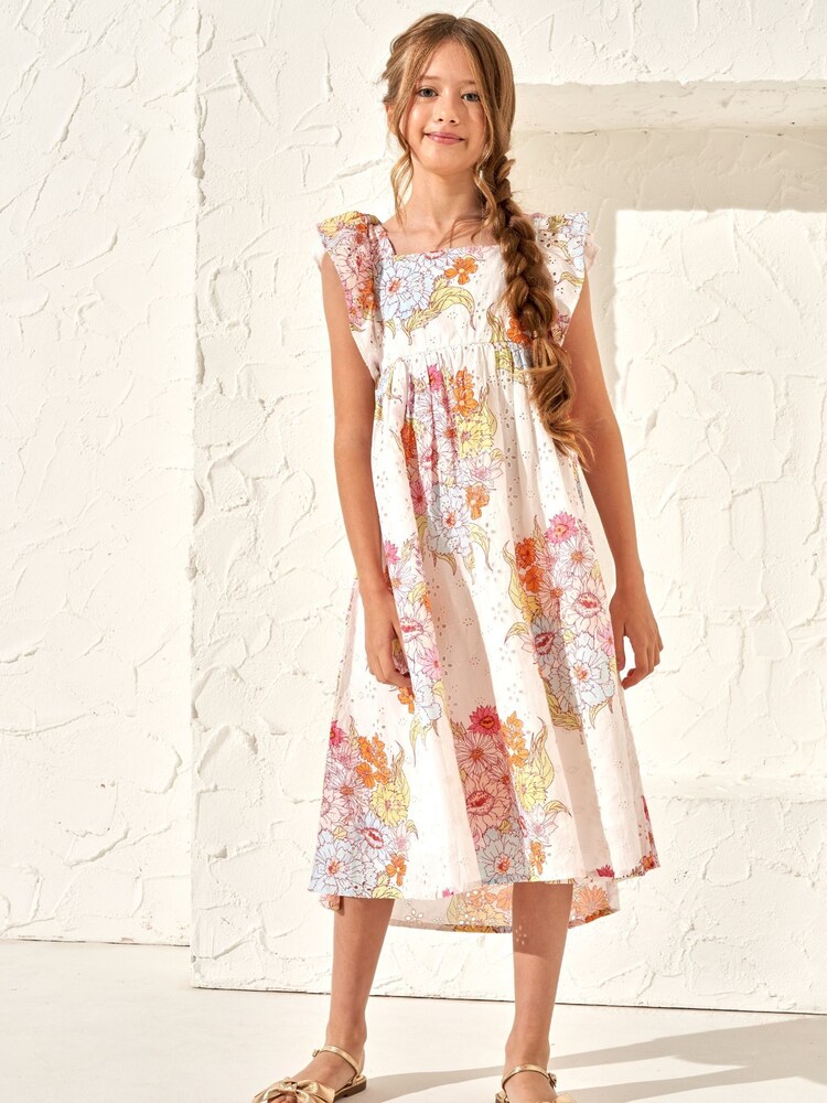 Angel & Rocket Nude 100% Cotton Printed Lexi Broderie Maxi Dress - Image 1 of 7