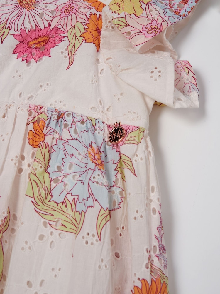 Angel & Rocket Nude 100% Cotton Printed Lexi Broderie Maxi Dress - Image 7 of 7