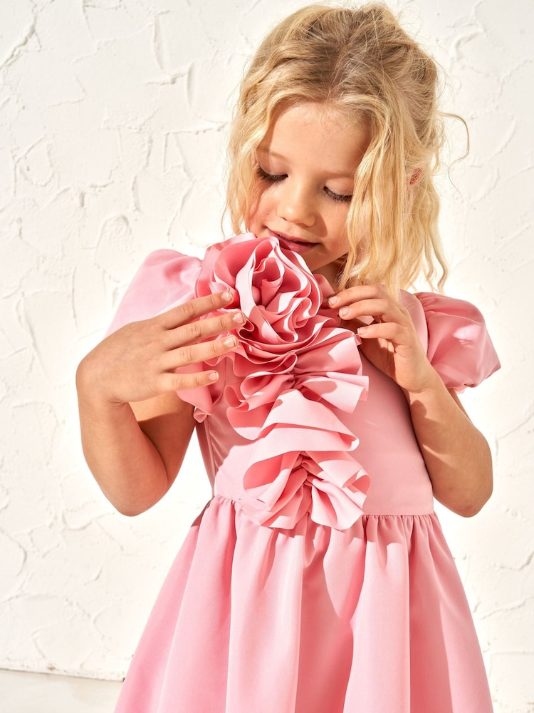 Angel & Rocket Pink Cascade Corsage Dress - Image 3 of 3 Angel & Rocket Pink Cascade Corsage Dress - Image 3 of 3