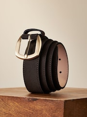 Chocolate Brown/Gold Premium Made In Italy Regular Casual Suede Belt - Image 6 of 7