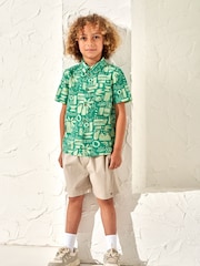 Angel & Rocket Green Bau Printed Holiday 100% Cotton Shirt - Image 2 of 5