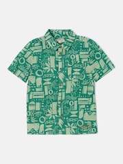Angel & Rocket Green Bau Printed Holiday 100% Cotton Shirt - Image 3 of 5