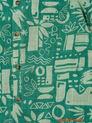 Angel & Rocket Green Bau Printed Holiday 100% Cotton Shirt - Image 5 of 5