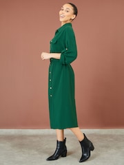 Yumi Green Stretch Midi Shirt Dress - Image 5 of 5