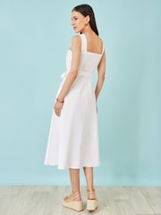 Yumi White Cotton Midi Dress With Embroidery - Image 4 of 5
