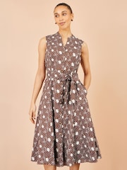 Yumi Brown Cotton Embroidery Shirt Dress - Image 5 of 5
